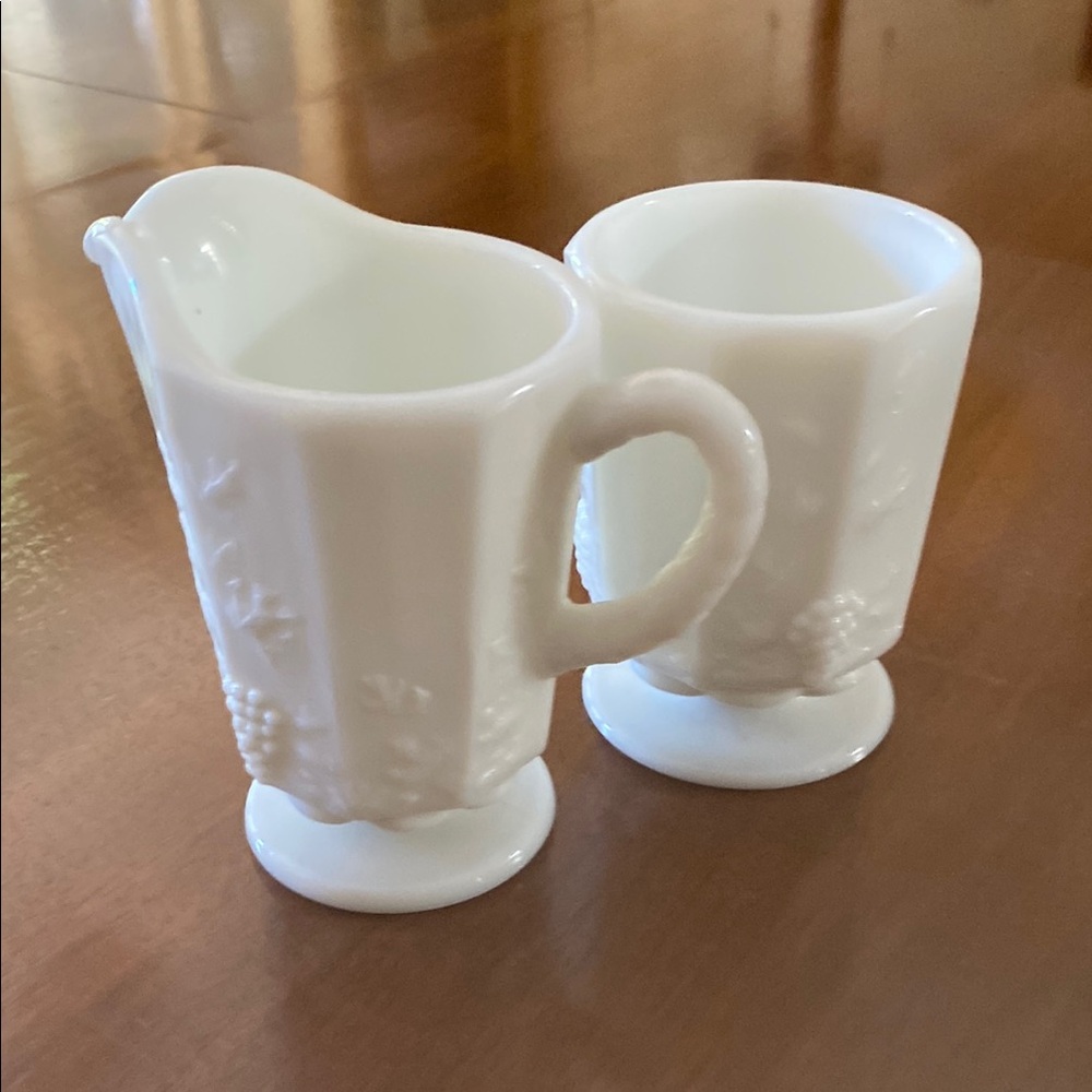 White Milk Glass Creamer and Sugar Set